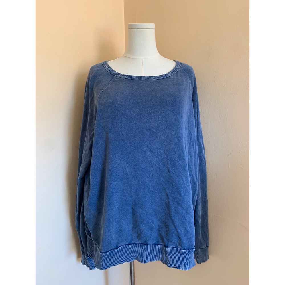 Universal Thread Blue Acid Wash Raglan Sweatshirt XL Long Sleeve Cotton Pullover
